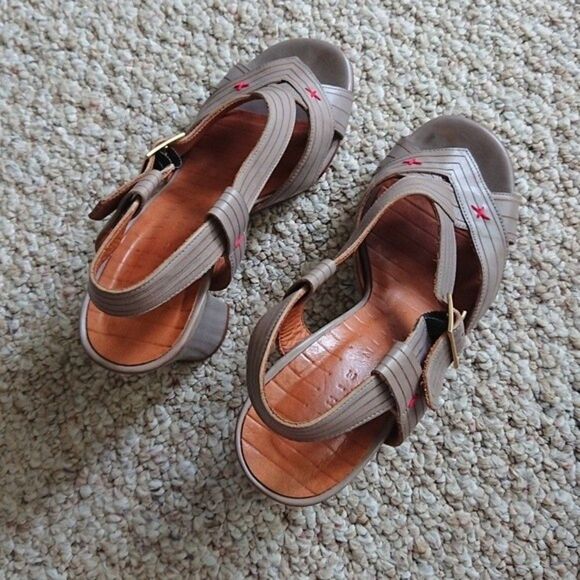 Chie Mihara gray Leather Heeled Sandals Size 37.5 - Picture 3 of 12